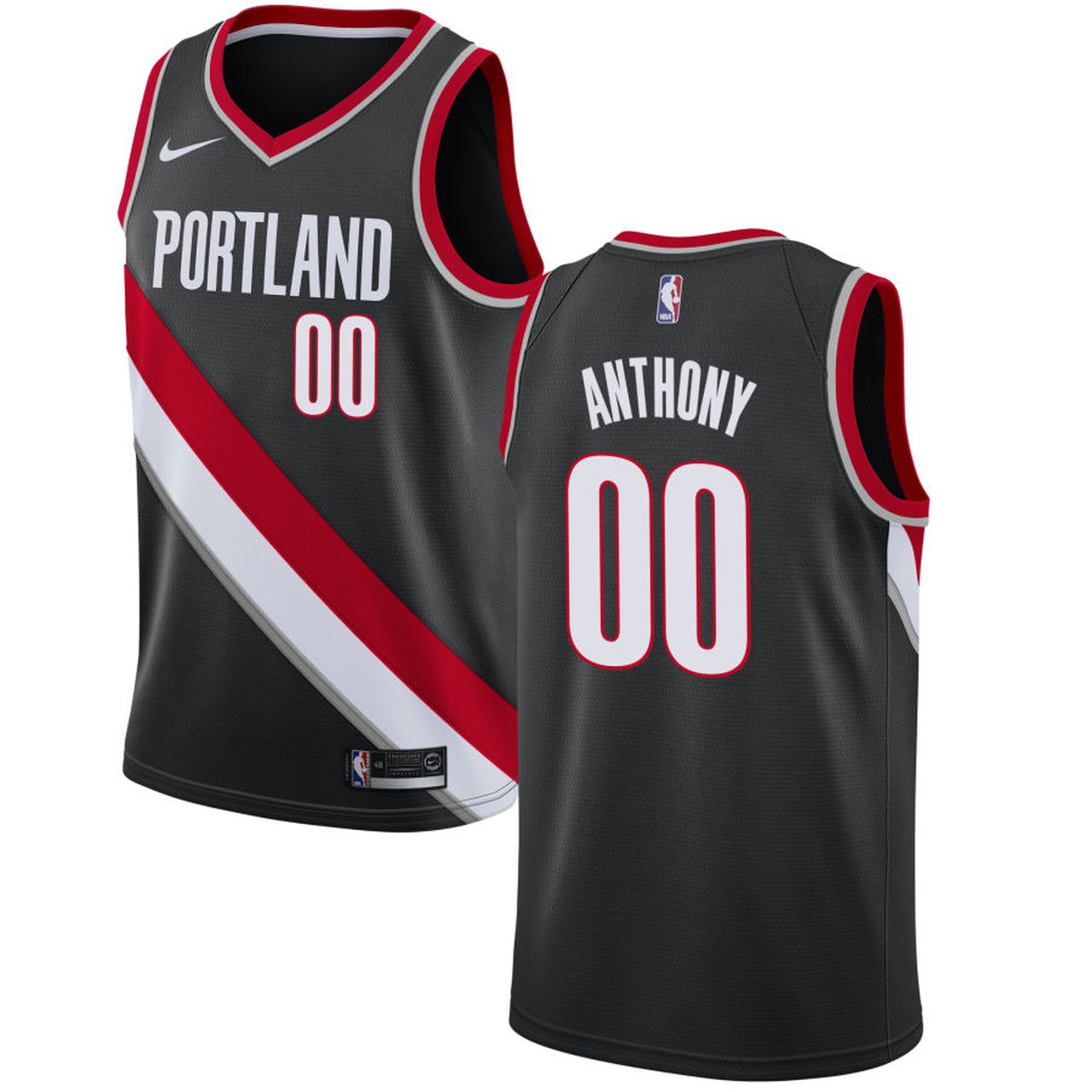 Custom Men Portland Trail Blazers Carmelo Anthony 00 Black NBA Jersey